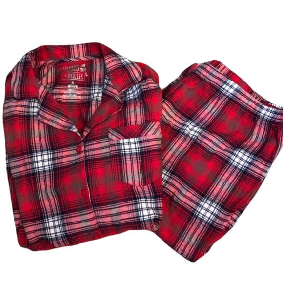 Christmas Holiday Plaid Button Up Pajama Set - Picture 1 of 7